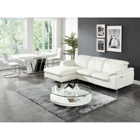Ecksofa LISMORE mit elektrischer Relaxfunktion in Büffelleder - Weiß - Linkes Ecksofa - Weiß