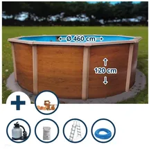 Gre Stahlwandpool Set hoch rund 460 x 120 cm inkl. Folie blau