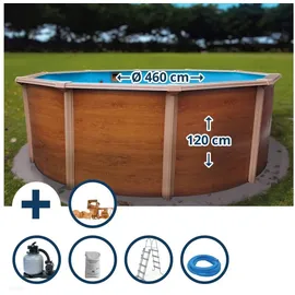 Gre Stahlwandpool Set hoch rund 460 x 120 cm inkl. Folie blau