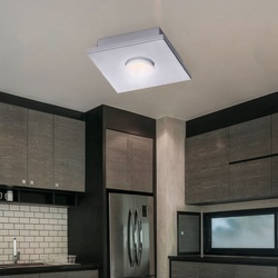 Deckenlampe Deckenleuchte LED weiß Wohnraumlampe 3-Stufen Dimmer, Metall silber, 1x LED 4W 360Lm warmweiß, LxBxH 17x17x4 cm