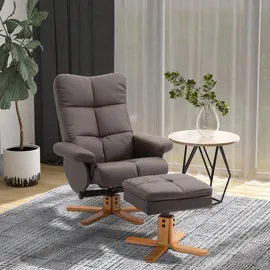 Homcom Relaxsessel Kunstleder 80 x 99 x 86 cm Braun mit Hocker