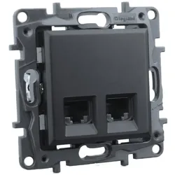 Computersteckdose 2xRJ45 CAT5e schwarz Niloe Step 2472
