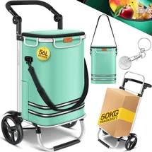 Kesser KESSER® Einkaufstrolley klappbar mit 56L Kapazität und belastbar bis 50kg 3in1 Trolley Sackkarre & Umhängetasche Faltbarer Einkaufswagen inkl. Kühlfach & Einkaufschip Treppensteiger