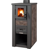 ProTermo Kaminofen Lava Ceramic Mokka - 6,5 kW Heizleistung - 35x44x78 cm Holzofen mit Schamottsteinen mit Sichtfenster Holz Kamin - Bauart 2