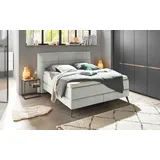 GALLERY M branded by Musterring Boxspringbett »KIM«, Metallfuß schwarz, Kopfteil gesteppt, Liegefläche 160 oder 180 cm beige , 14804919-0 Webstoff,