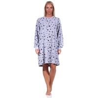 Normann Nachthemd Damen Frottee Nachthemd mit Bündchen in edlem Sterne Design grau 52-54