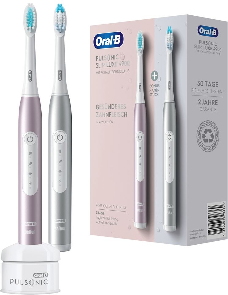 Oral-B - Elektrische Zahnbürste 'Pulsonic Slim Luxe + 2. Handstück' in Platinum/Rosegold 1 St