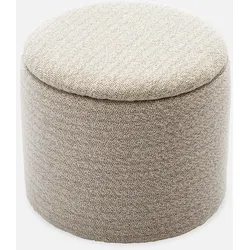 Weißer Hocker mit Stoffbezug und Aufbewahrung für Kissen oder Plaids - Stool