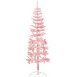 vidaXL Künstlicher Halb-Weihnachtsbaum mit Ständer Schlank Rosa 150 cm