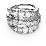 Swarovski Hyperbola Ring, Verschiedene Schliffe, Weiß, Rhodiniert