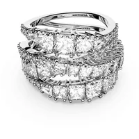 Swarovski Hyperbola Ring, Verschiedene Schliffe, Weiß, Rhodiniert