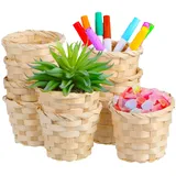 Körbchen 10 Stücke Miniatur Rattan Korb Panier Osier Rond Blumentopf Geflochten Pflanzkorb Obstkorb Mini Weidenkorb Aufbewahrungskorb Landhaus Deko Körbchen 9X9X7.5Cm