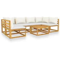 vidaXL Garten-Lounge-Set 7-tlg. creme Massivholz Akazie