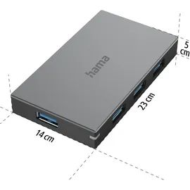 Hama USB 3.0 Hub 4 Ports, USB Hub, Grau