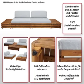 MCW Garten-Garnitur MCW-L28, Lounge-Set Sitzgruppe Lounge-Sessel Sofa, Spun Poly Akazie Holz MVG - Polster hellgrau