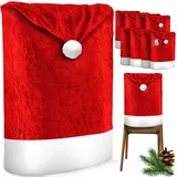 Kesser KESSER® Premium Weihnachtsstuhlüberzug Set Stuhlhussen für Weihnachten Nikolausmütze Stuhlbezug Husse Weihnachtsdeko für Stühle Überzieher - Stuhlabdeckung im weihnachtlichen Design