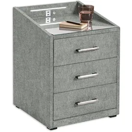 ed exciting design Nachtkonsole ED EXCITING DESIGN MOON grau (grau, brego 09 grau), B:47cm H:61cm T:46cm, Sideboards, Nachtkonsole, mit LED-Beleuchtung und USB-Anschluss & USB-C-Anschluss