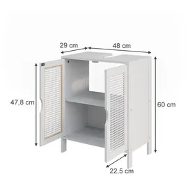 Vicco Waschbeckenunterschrank, Liora, 48 x 60 cm mit 2 Türen zur Aufbewahrung von Badutensilien und Handtüchern