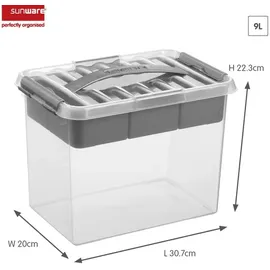 SUNWARE Q-Line Aufbewahrungsbox 30 x 20 x 22 cm 4-tlg. grau/transparent