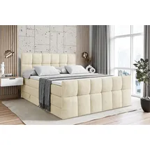 altdecor Boxspringbett mit Matratze Topper, Polsterbett mit Bettkasten RICAR-Z KING | Beige Monolith | 140x200
