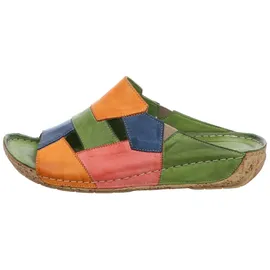 Gemini Damen Pantolette Leder Patchwork Optik Keilabsatz 336052-02, Größe:42 EU, Farbe:Orange - Orange - 42