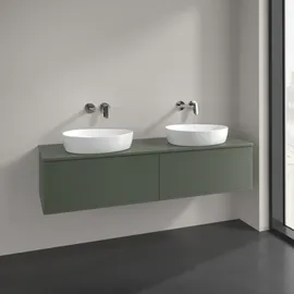 Villeroy & Boch Antao Waschtisch-Unterschrank K39150HL 160x36x50cm, Hahnlochbohrung, Waschbeckenplattenfarbe Lack, leaf green matt lacquer