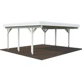 Doppel-Carport 600 x 512 cm Weiß grundiert