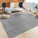 Paco Home Teppich Für Wohnzimmer Einfarbig Kurzflor Schlicht Und Modern, In Dunkel grau cm