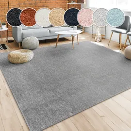 Paco Home Teppich Für Wohnzimmer Einfarbig Kurzflor Schlicht Und Modern, In Dunkel grau cm
