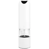 JUSTINUS Pfeffer-/Salzmühle LIFESTYLE, Weiß - Transparent - Kunststoff - mit Keramikmahlwerk - H 21 cm - batteriebetrieben