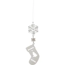 Baumbehang CREATIV DECO "Schneeflocke & Socken, Weihnachtsdeko, Christbaumschmuck", silber (silberfarben), B:3cm H:9,5cm, Metall, Dekohänger, mit liebevollen Details