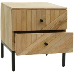 Mendler Nachttisch HWC-L95, Kommode Beistelltisch Nachtschrank Schrank, Schublade Mango-Holz 51x45x40cm, natur