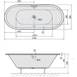 Polysan s.r.o. VIVA Ovale Badewanne 175 x 80 cm (79119)