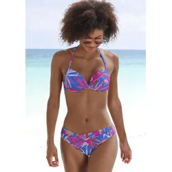 Push-Up-Bikini-Top »Soleil«, mit integrierter Verstärkung, Gr. 40 - Cup C, blau-pink bedruckt, , 45328336-40 Cup C