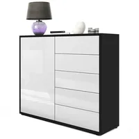 Vladon Kommode, Weiß Hochglanz, 79x74x36 cm, Wohnzimmer, Kommoden &