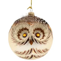Dekohelden24 Lauschaer Christbaumschmuck - Eulenkugel, handdekoriert, Glas, Ø 8 cm, limitierte Auflage 250 Stück, Weihnachten