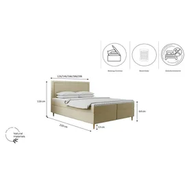 kaiser möbel Boxspringbett mit bettkasten matratze topper GOLDEN 140x200 cm Ecru - Beige