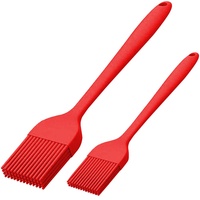新品 Silikon-Backpinsel-Set mit zwei hitzebeständigen langen Griffen zum Grillen, Backen, Grillen und Kochen (Rot)