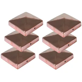 Buri - 6x Kupfer Pfostenkappe Pyramide 91x91mm Zaunkappe Zierkappe Pfahl Holzzaun Kappe