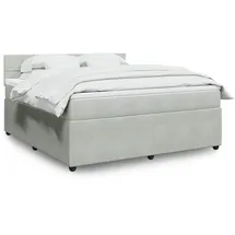 vidaXL Boxspringbett mit Matratze Hellgrau 180x200 cm Samt