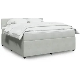 vidaXL Boxspringbett mit Matratze Hellgrau 180x200 cm Samt
