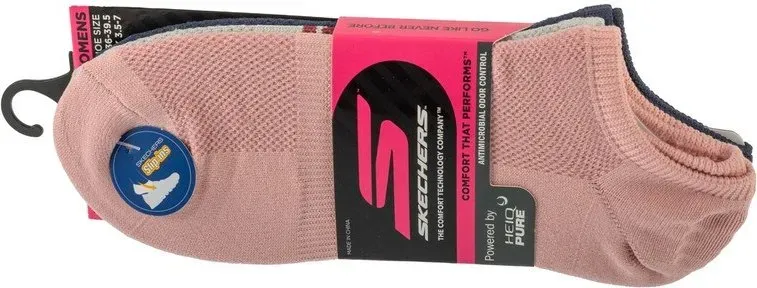 Skechers Mikrofaser-Sneakersocken Damen 3er-Pack - Weiß/Perforiert/Grau 35-39,5