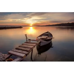 Fototapete PAPERMOON "boot in Wasser", bunt, B:4,00m L:2,60m, Vlies, Tapeten