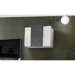 Dmora Hängeschrank Michael, Mehrzweck-Kleiderschrank, Wandschrank, 100 % Made in Italy, cm 90x38h66, Hochglanzweiß und Schiefer