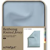 schlafgut Knitted Jersey uni, aus Bio-Baumwolle mit Elasthan, Reißverschluss«, (1 St.), bügelfrei, Mix & Match Bettwäsche: passender Kissenbezug erhältlich Schlafgut Blue light), 135-140x200)
