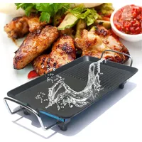 1350W Elektrogrill Standgrill Gartengrill Tischgrill Grillpfanne mit Antihaftbeschichtung Balkongrill BBQ Balkon Garten Party Tisch