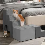 LitaiL Hundetreppe Bett 60cm Hoch, passt Sich jeder Seite des Bettende an, Multizweck Hunderampe für Boxspringbett, rutschfeste Haustiertreppe aus Schaumstoff für Kleine Hunde, Katzen