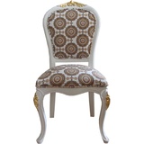 Harald Glööckler Pompöös by Casa Padrino Luxus Barock Esszimmer Stuhl in Beige Weiss / Gold mit Krone - Pompööser Barock Stuhl designed by Harald Glööckler