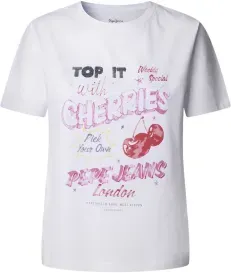 Pepe Jeans für Damen. PL506045 Roxane T-shirt weiß (XS), Lässig, Baumwolle, Kurzarm