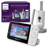 PHILIPS Avent Connected Videophone mit WLAN, hochwertiger HD-Kamera, Infrarot-Nachtsichtfunktion, Schrei-Erkennung, Gegensprechfunktion, 12 Stunden Bildschirmlaufzeit im Eco-Modus, Modell SCD951/26